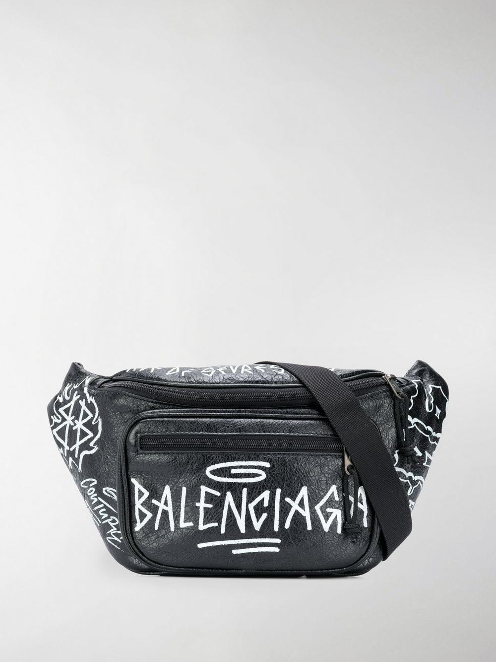 Balenciaga 'explorer' Graffiti Print Leather Belt Bag in Black for 