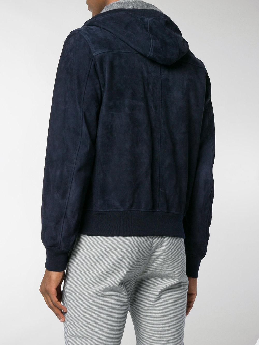 Herno Wool Hooded Bomber Jacket in Blue for Men - Lyst