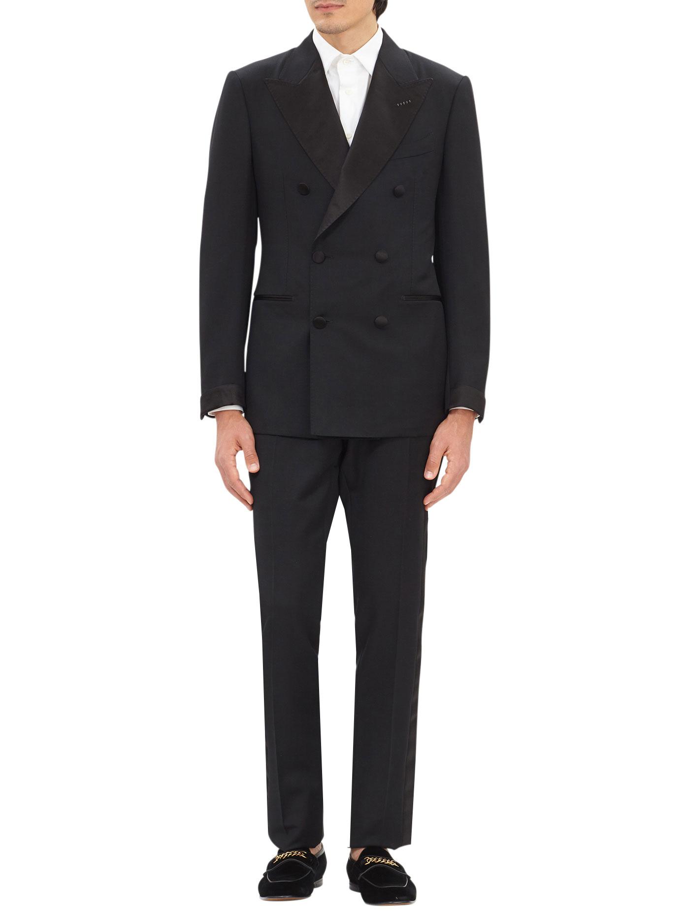 Tom Ford Double Breasted Wool And Mohair Tuxedo in Black for Men - Lyst