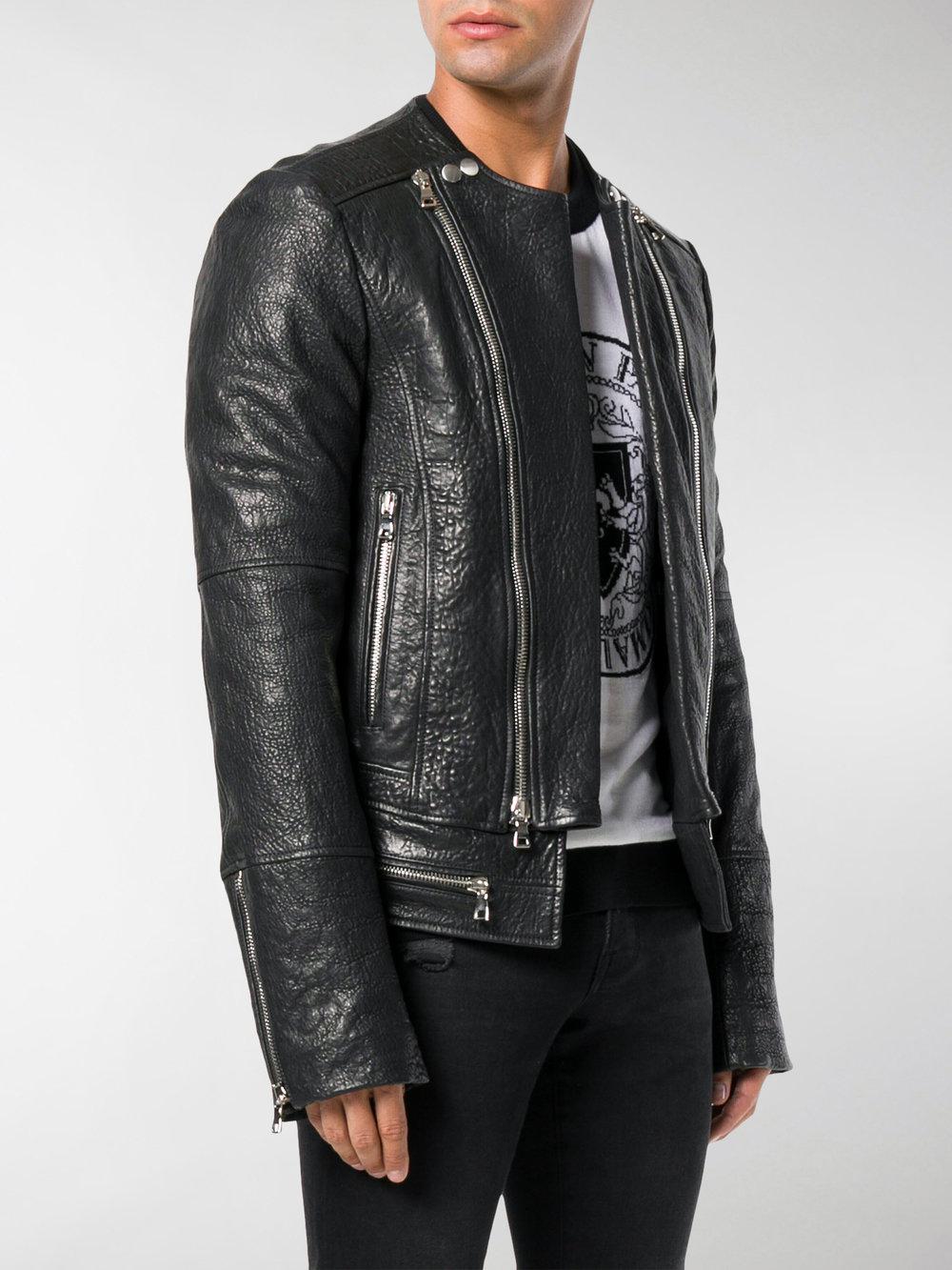Søndag Etna foragte Balmain Bubble Leather Jacket in Black for Men | Lyst