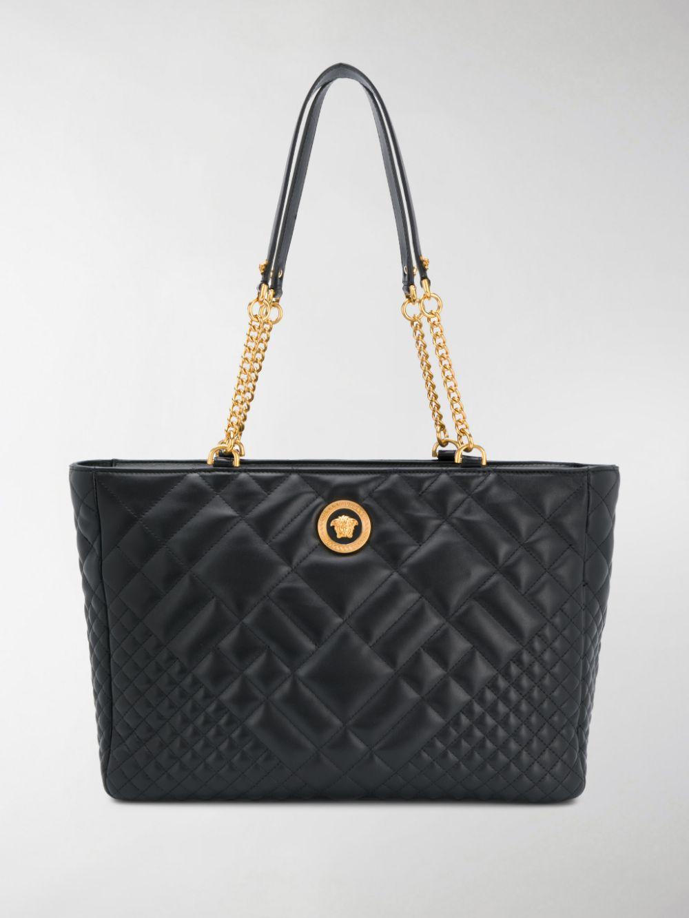 Versace Leather Medusa Quilted Tote Bag in Black - Lyst
