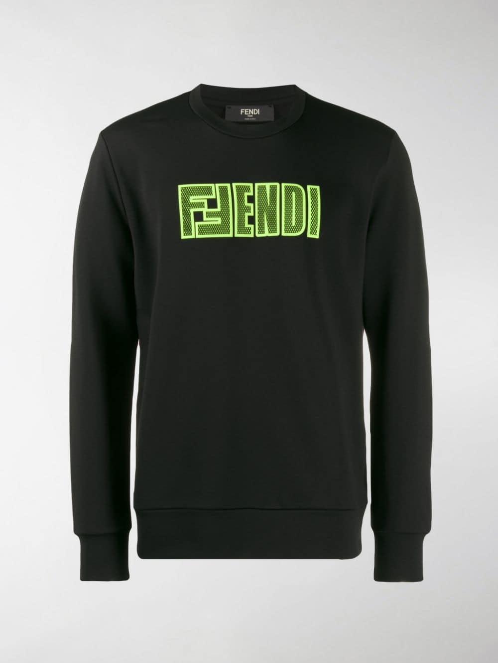 Fendi F Neon Logo Sweatshirt in Black for Men | Lyst