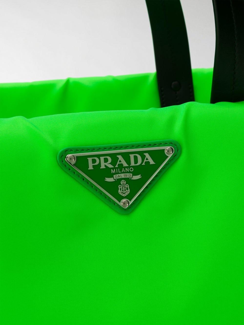 Prada Neon Green Padded Tote Bag Lyst