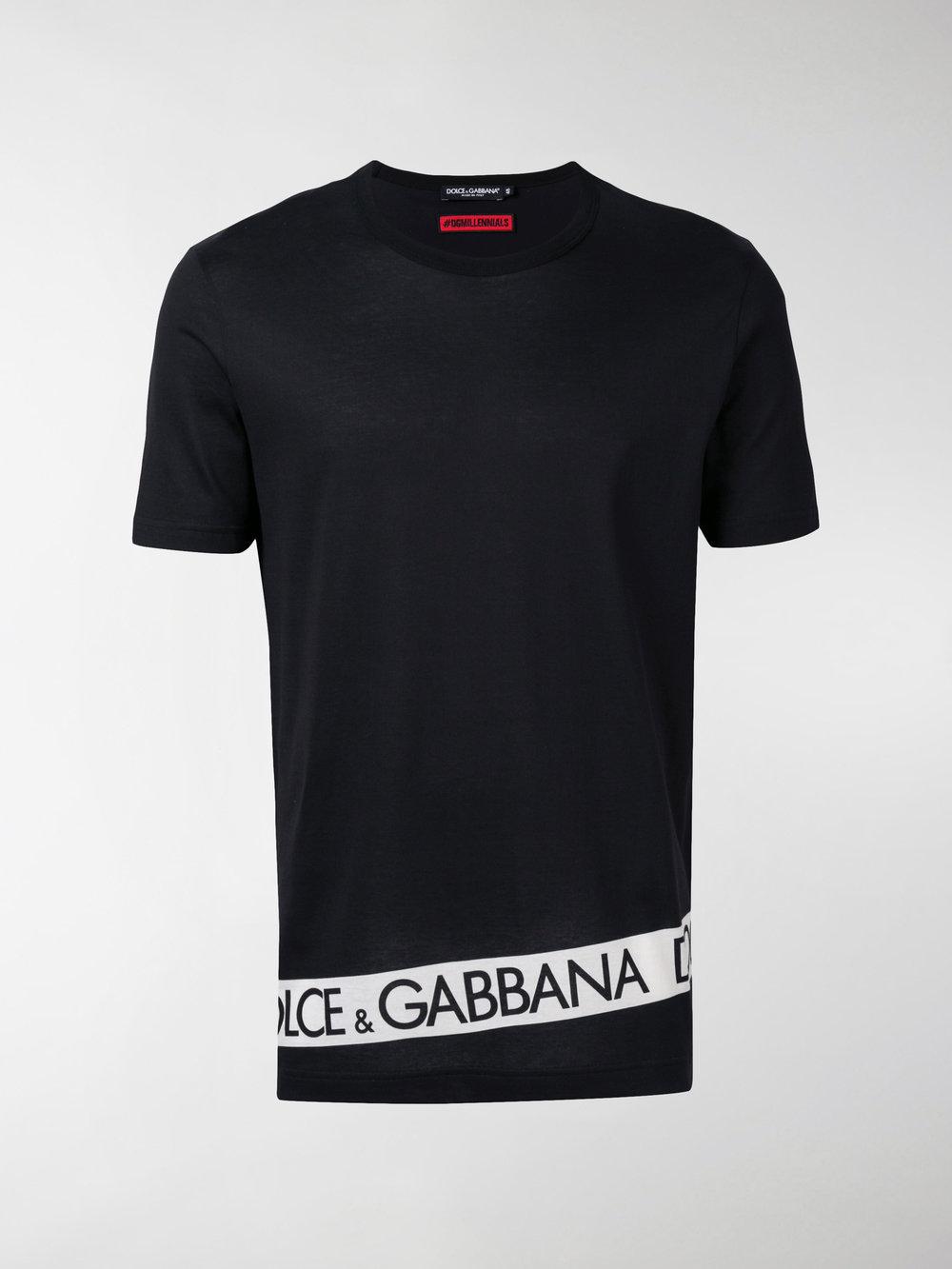 Dolce & Gabbana Cotton Logo Strip T-shirt in Black for Men | Lyst