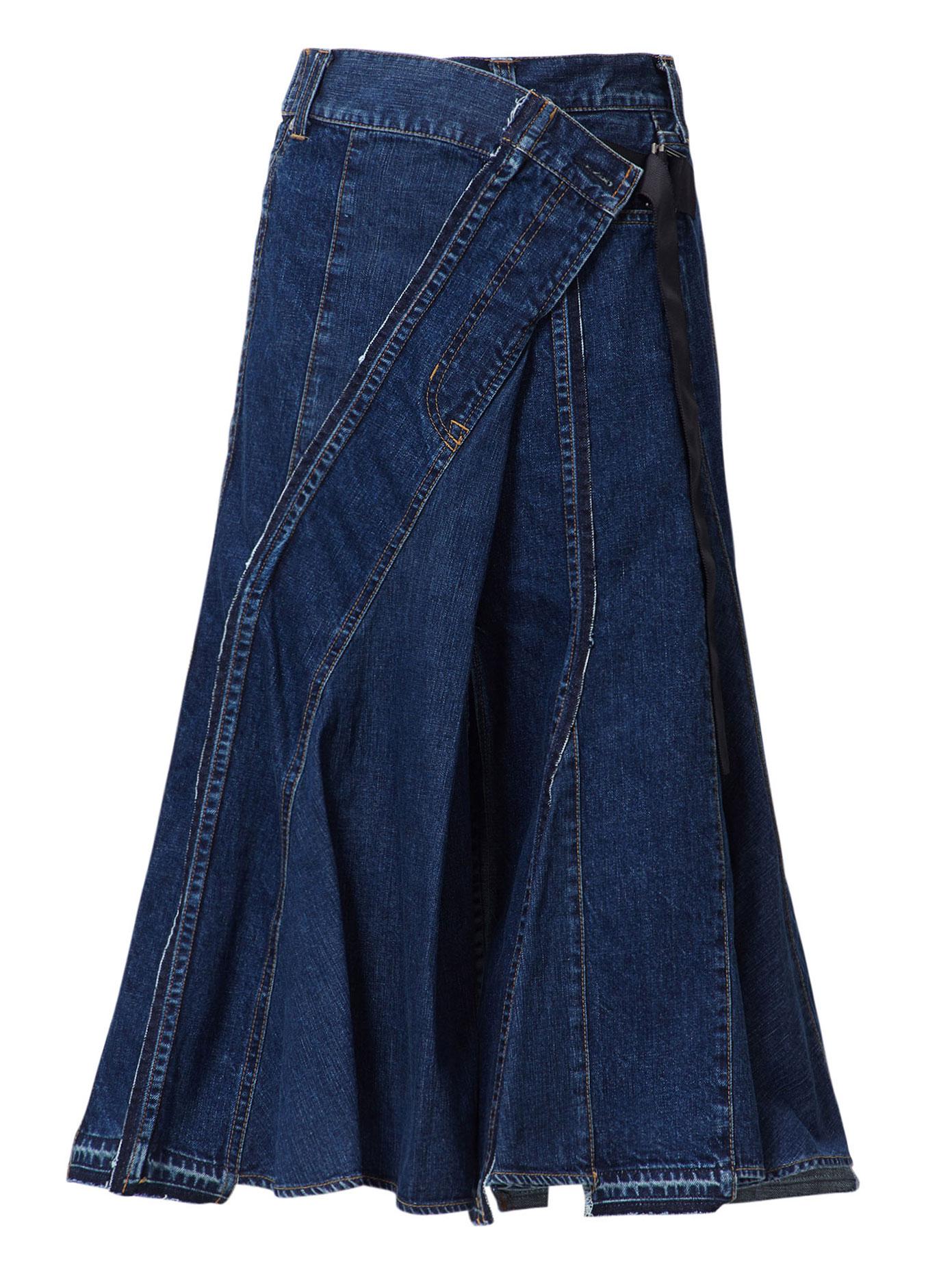 Sacai Asymmetrical Denim Skirt in Blue - Lyst
