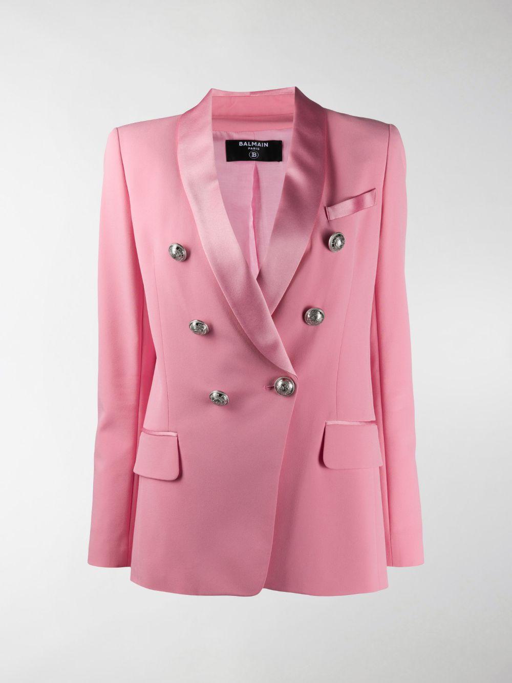 Balmain Doublebreasted Blazer in Pink Lyst