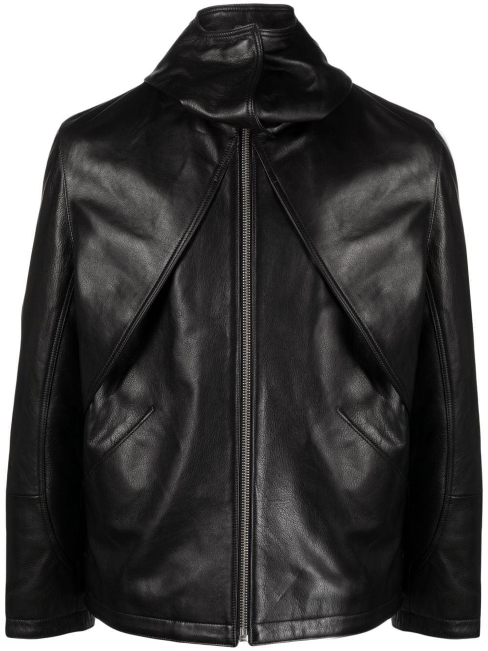 FLANEUR HOMME Balaclava Leather Jacket in Black for Men | Lyst