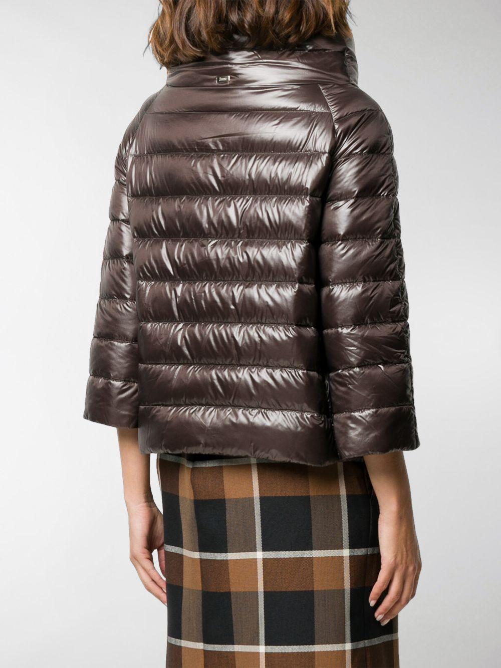 Herno Sofia Cropped Puffer Jacket in Brown - Lyst