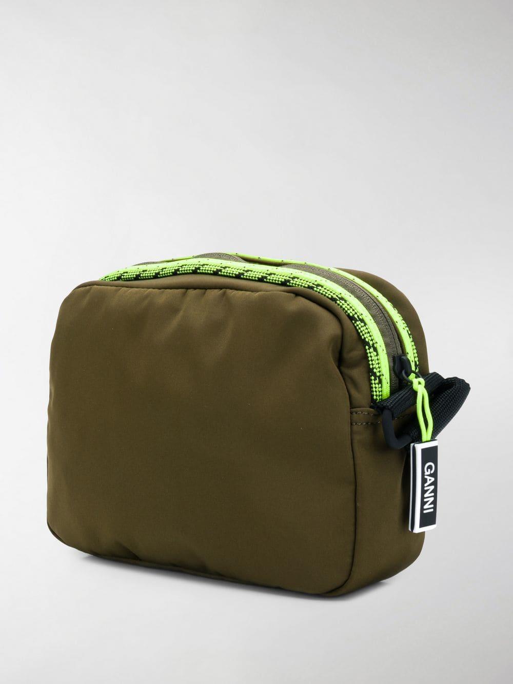 Ganni Logo Crossbody Bag in Green - Lyst
