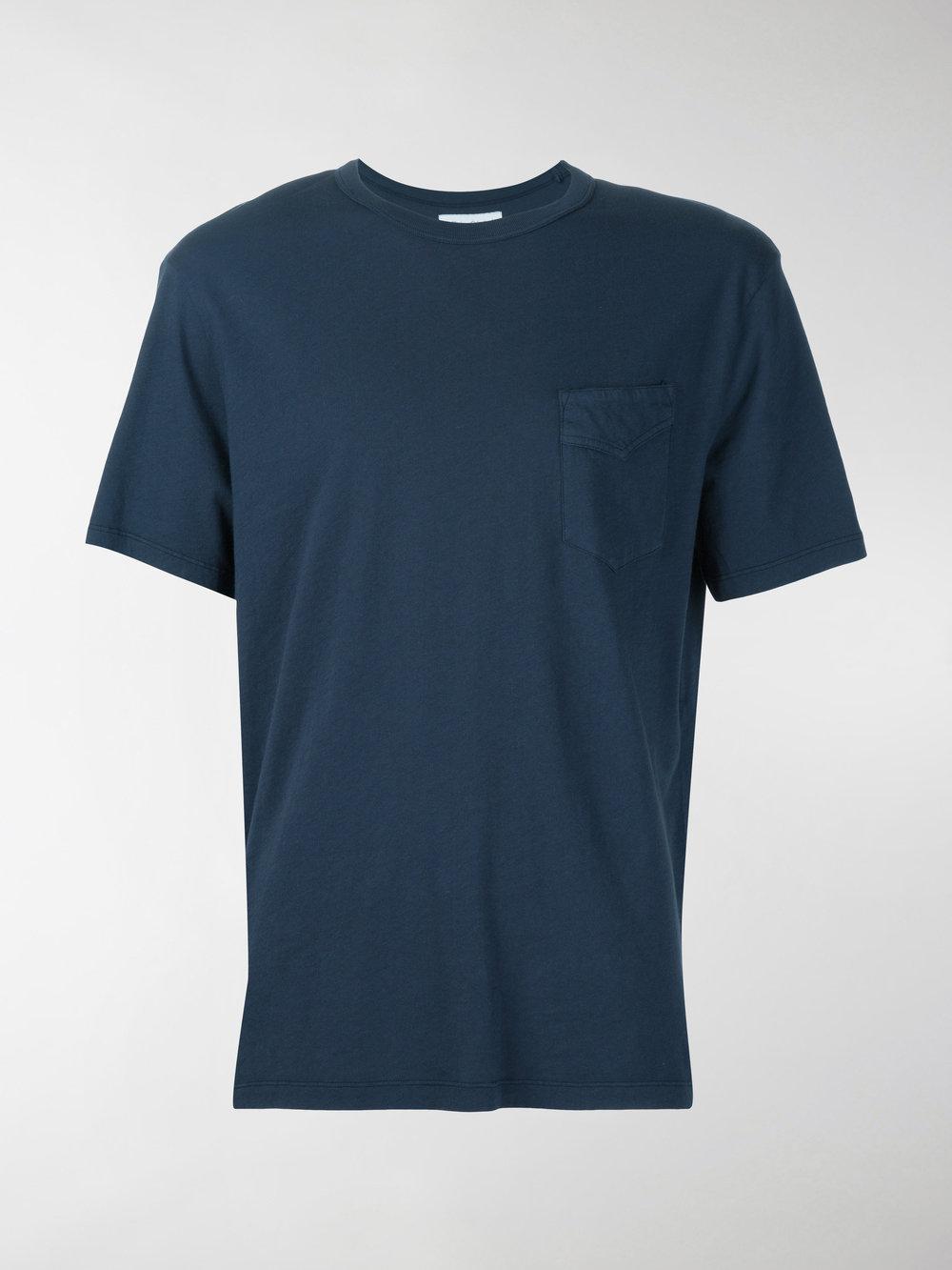Officine Generale Cotton T-shirt Con Taschino in Blue for Men - Lyst