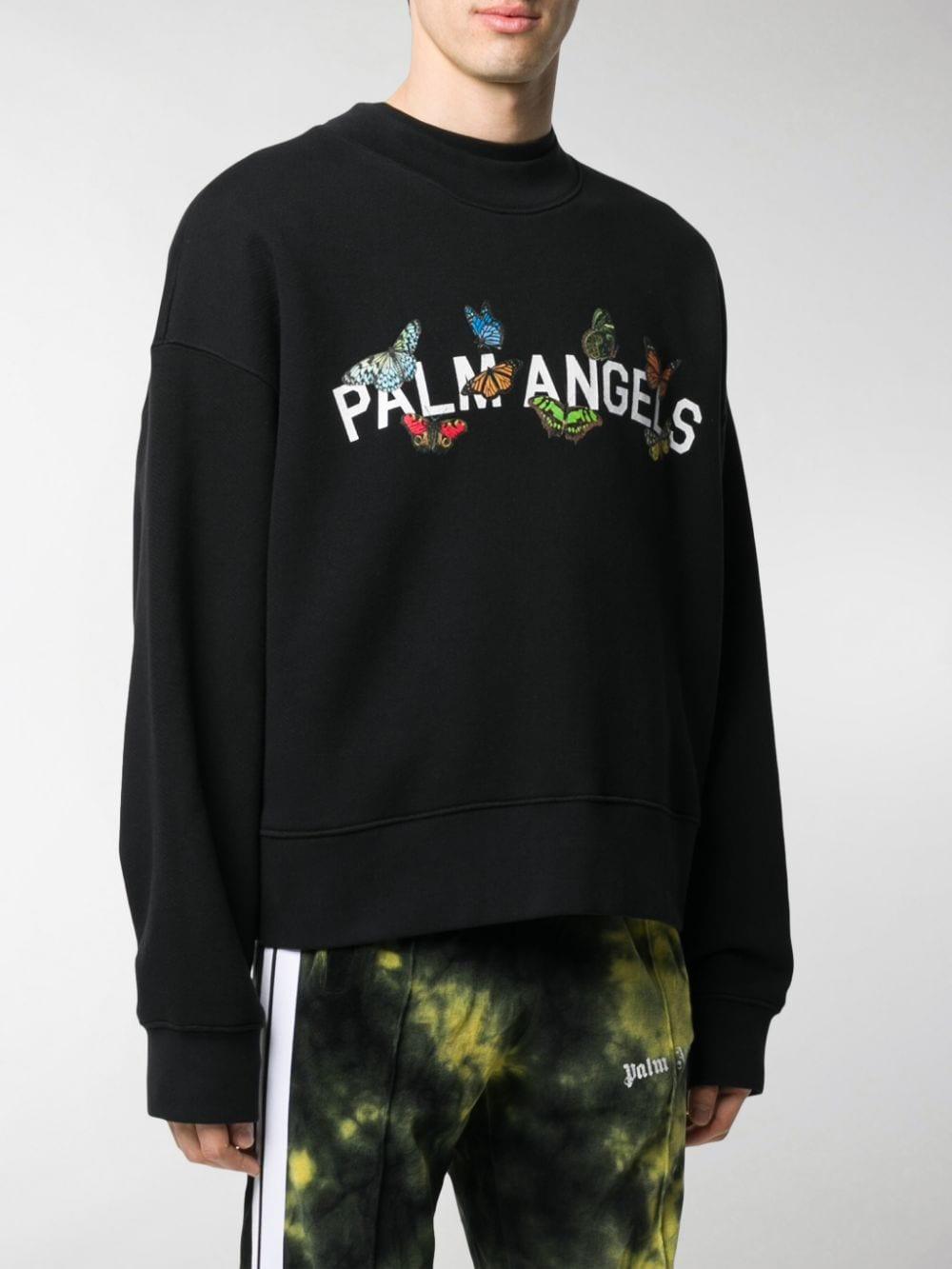 Palm Angels Butterfly-print Cotton-jersey Sweatshirt in Black for Men 