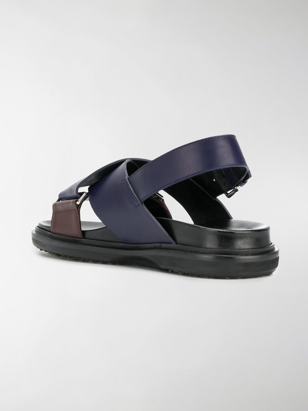 Marni Leather Crossover Fussbett Sandals in Blue - Lyst