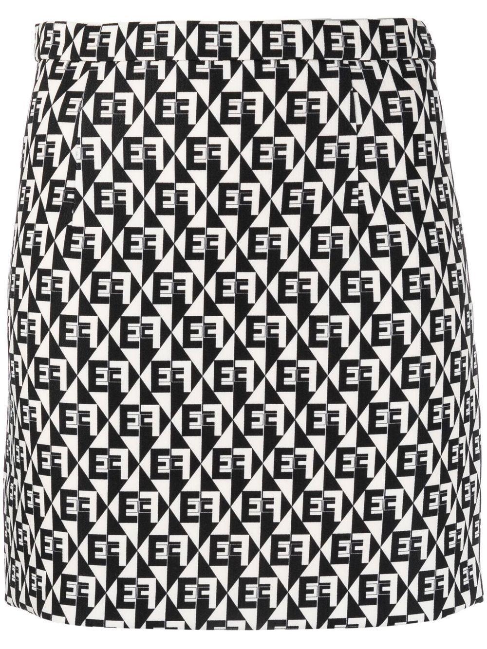 Elisabetta Franchi Monogram-print Mini Skirt in Black | Lyst