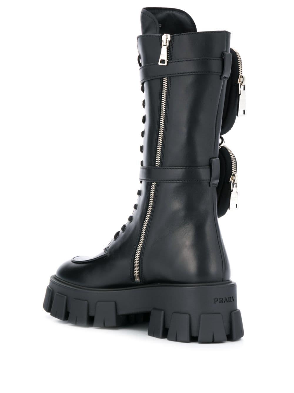 Prada Leather Monolith Chunky Boots in Black - Lyst