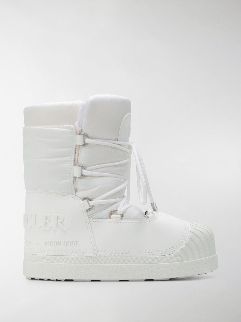 Moncler Rubber Lace-up Moon Boots in White | Lyst