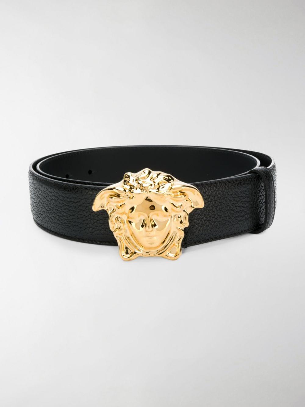 Versace Leather Medusa Buckle Belt in Black for Men - Lyst