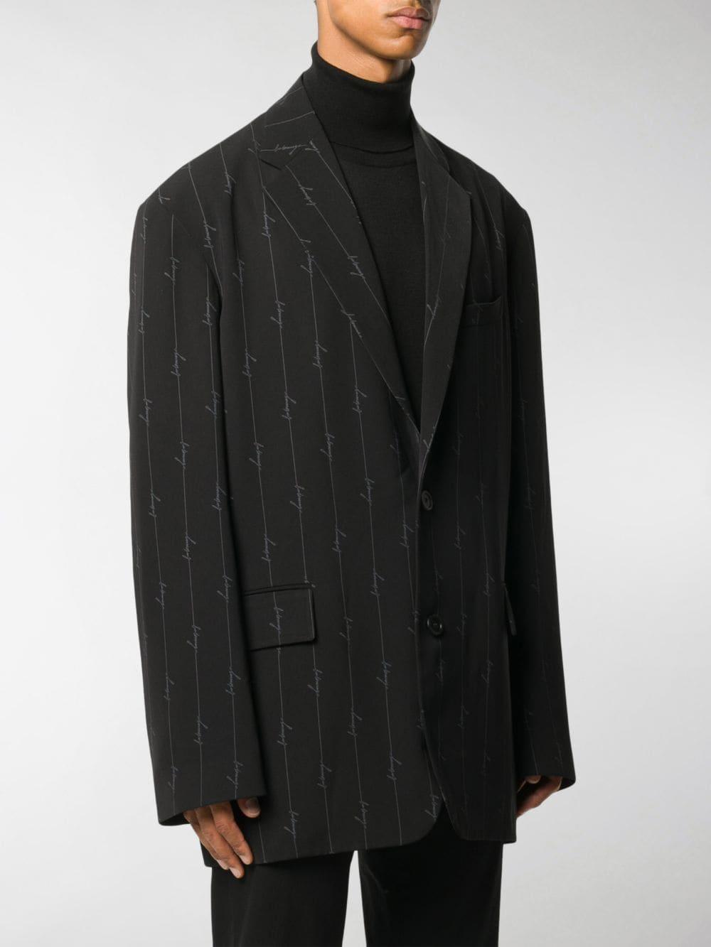 Balenciaga Logo Print Blazer in Black for Men - Lyst
