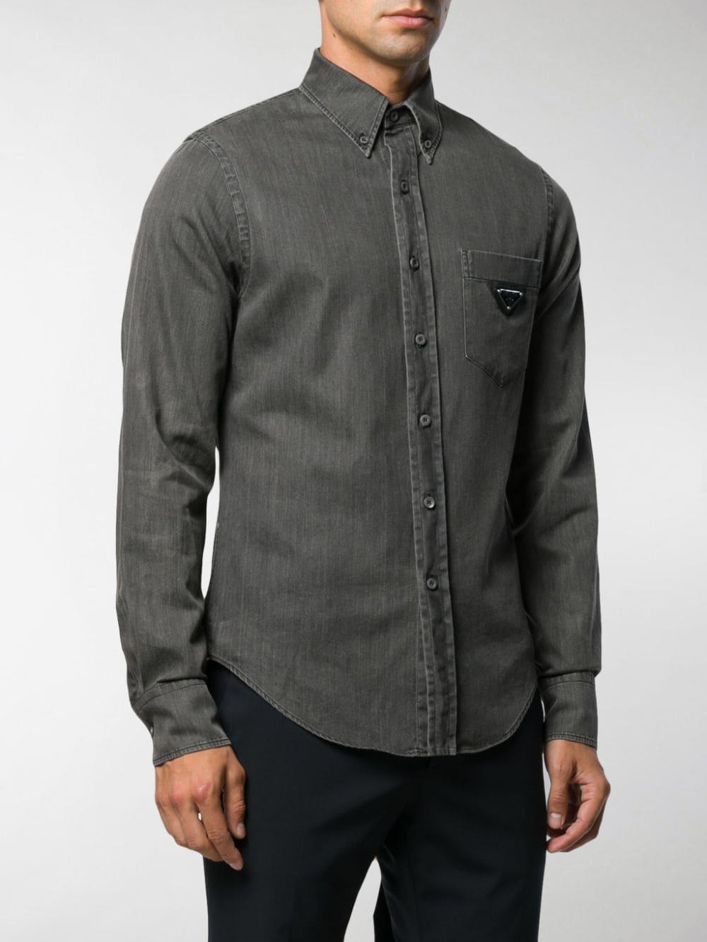 Prada Button-down Denim Shirt in Black 