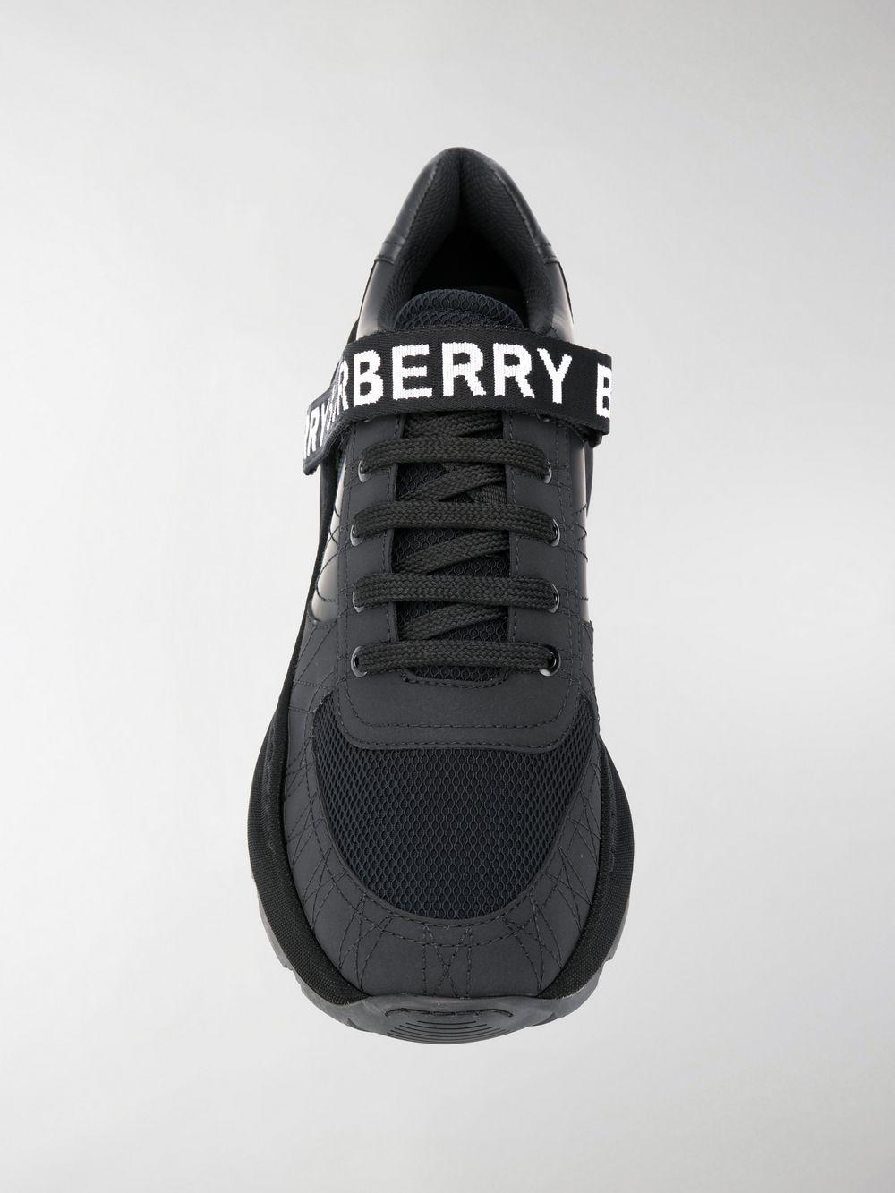 Burberry Logo Strap Sneakers in Black for Men | Lyst