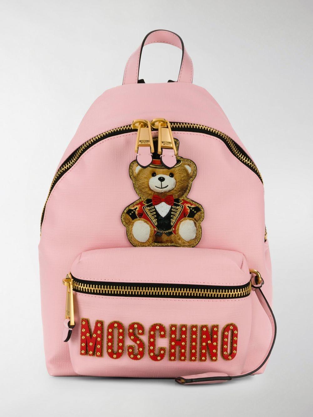 Moschino Teddy Bear Logo Backpack in Pink - Lyst