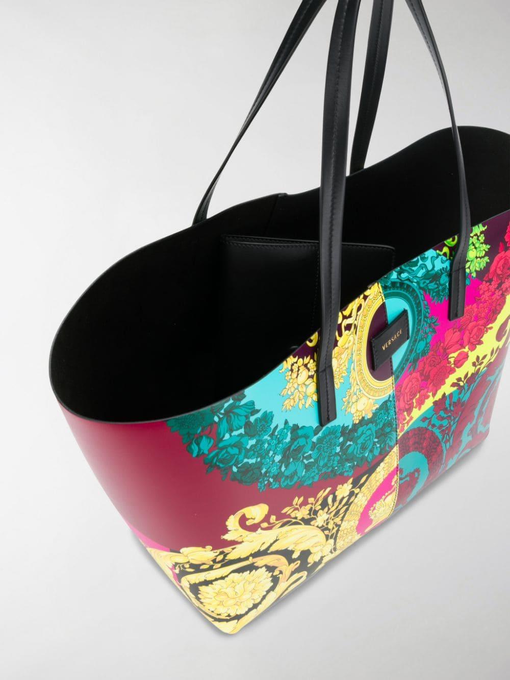Versace Leather Voyage Baroque Print Tote Bag in Yellow - Lyst