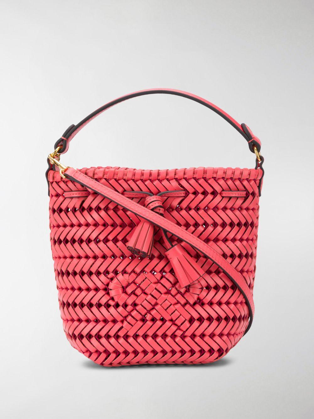 Anya Hindmarch Neeson Woven Bucket Bag in Pink (Red) Lyst