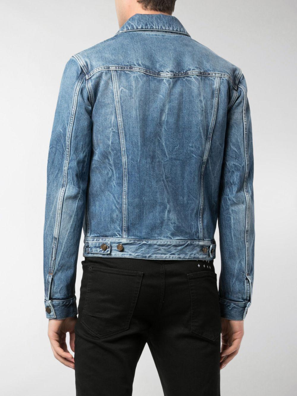 Saint Laurent Crease Effect Denim Jacket in Blue for Men - Lyst