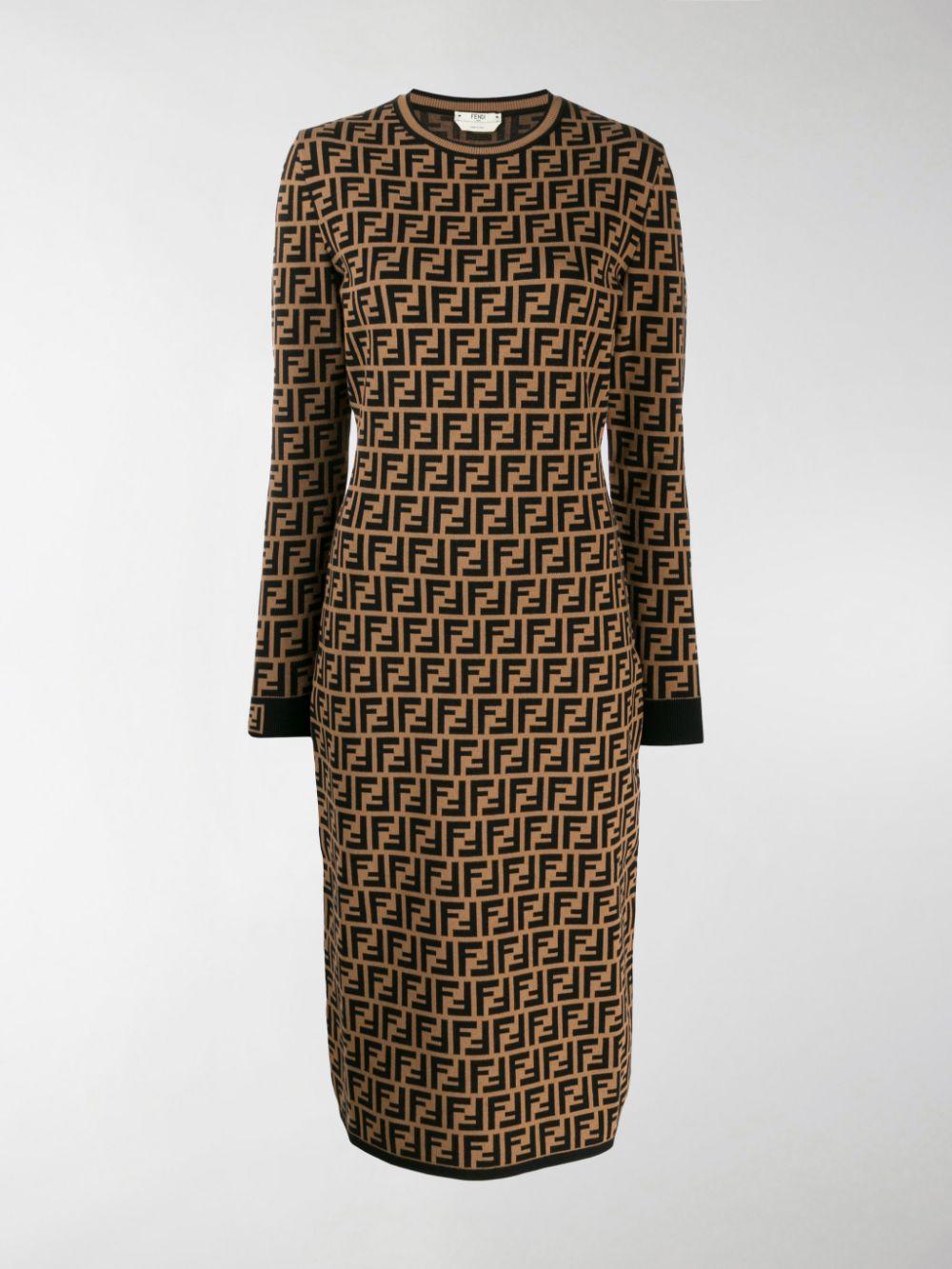 Fendi Ff Logo Jacquard Sweater Dress in ...