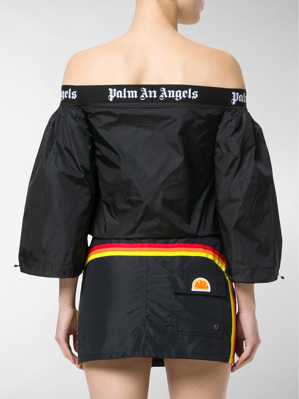 Palm Angels Off The Shoulder Crop Top in Black - Lyst