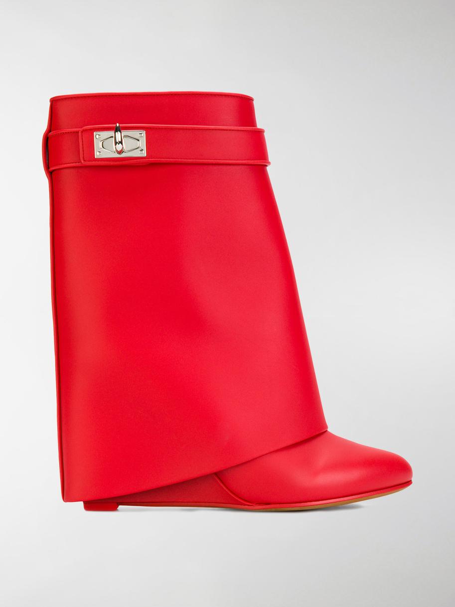 Givenchy Shark Lock Boots in Red | Lyst