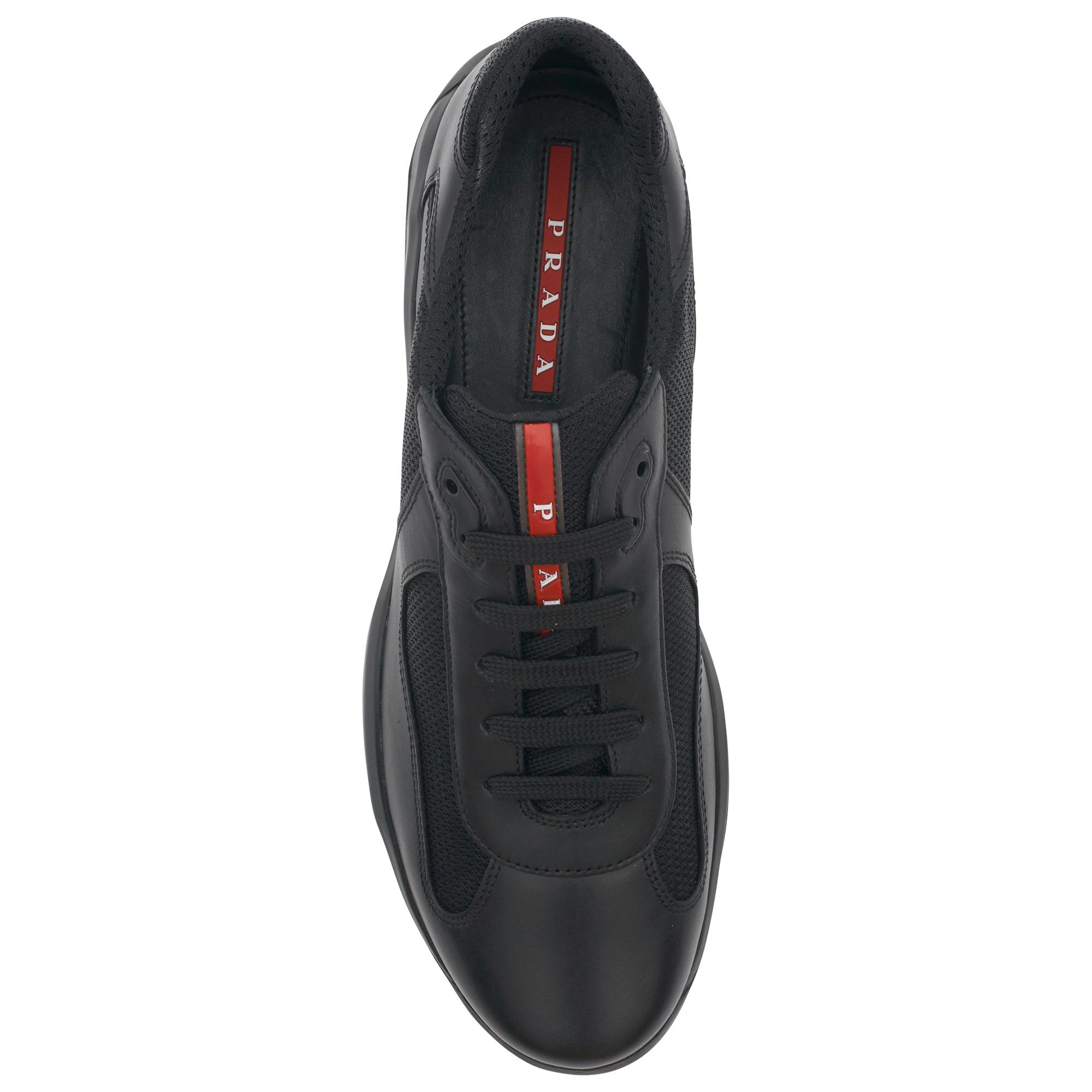 Prada Leather Low-Top Sneakers in Black for Men - Lyst