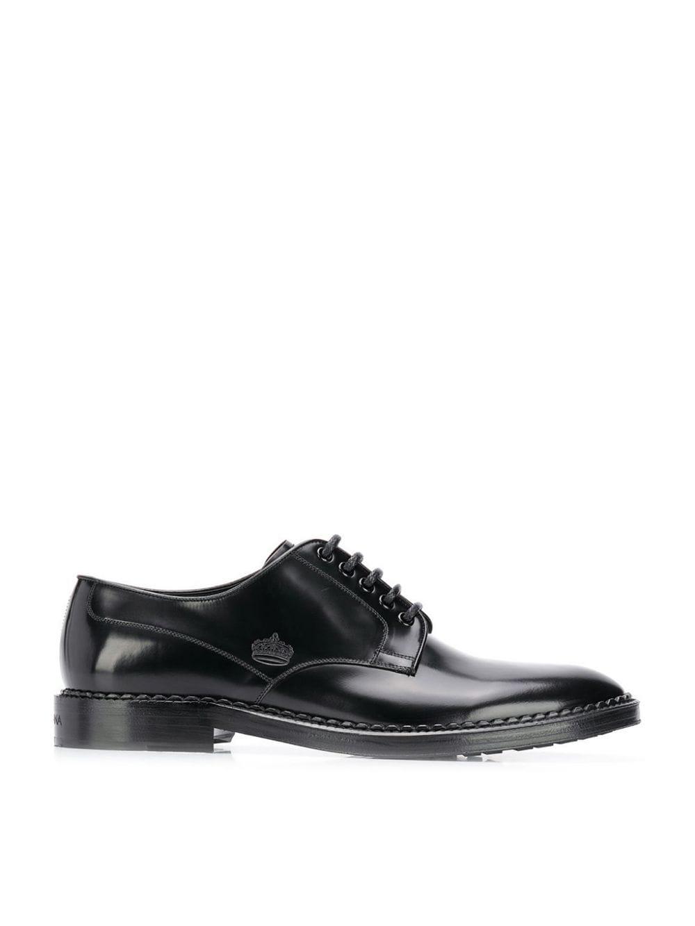 for Men Dolce & Gabbana Brushed Leather Derby Shoes With Branded Plate in Nero Save 16% Mens Shoes Lace-ups Derby shoes Black 