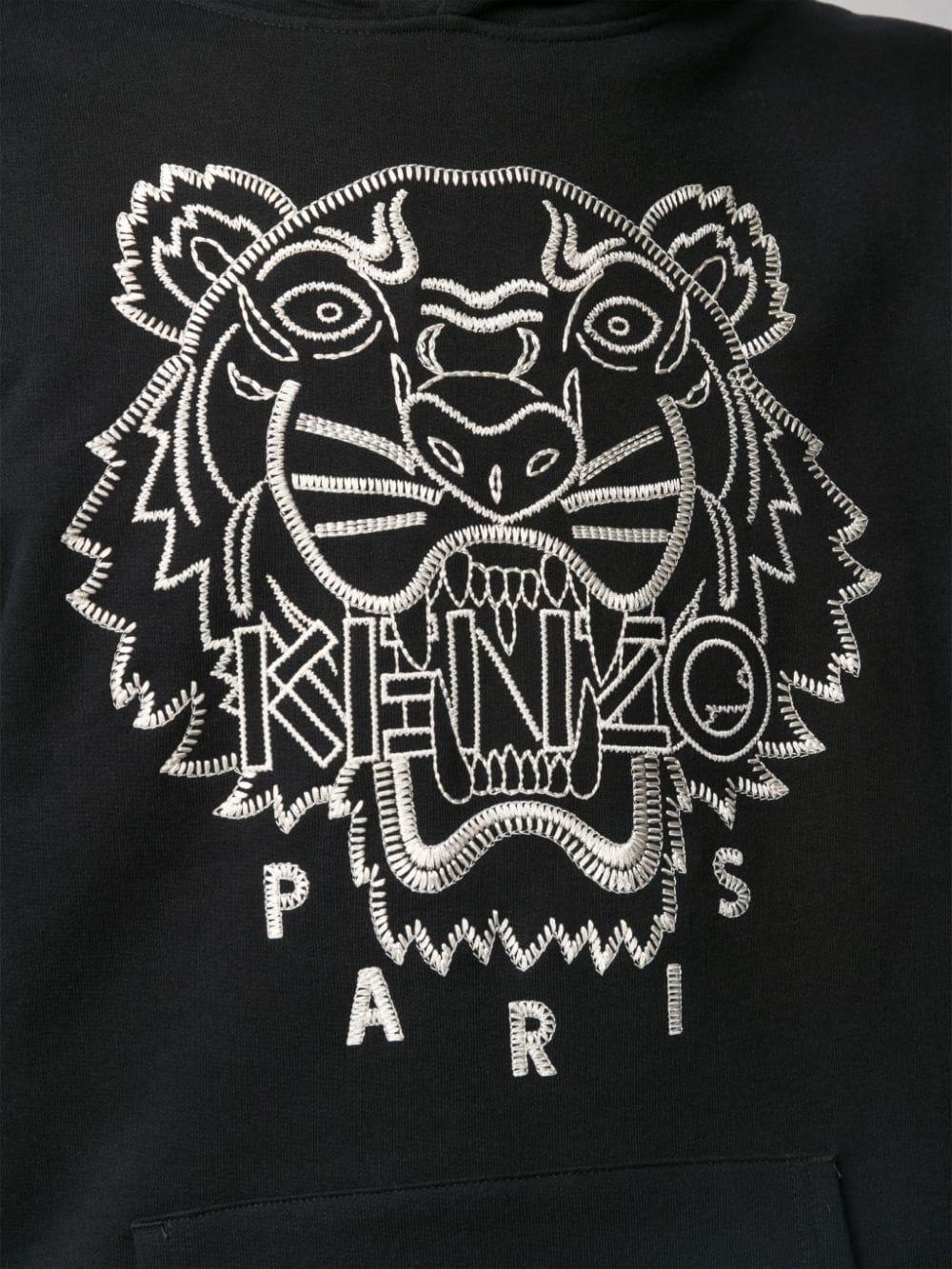 KENZO Blanket-stitch Tiger Cotton Hoodie in Black for Men - Lyst
