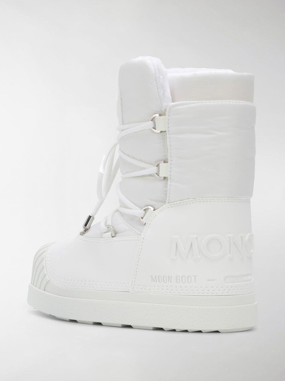 Moncler Lace-up Moon Boots in White | Lyst