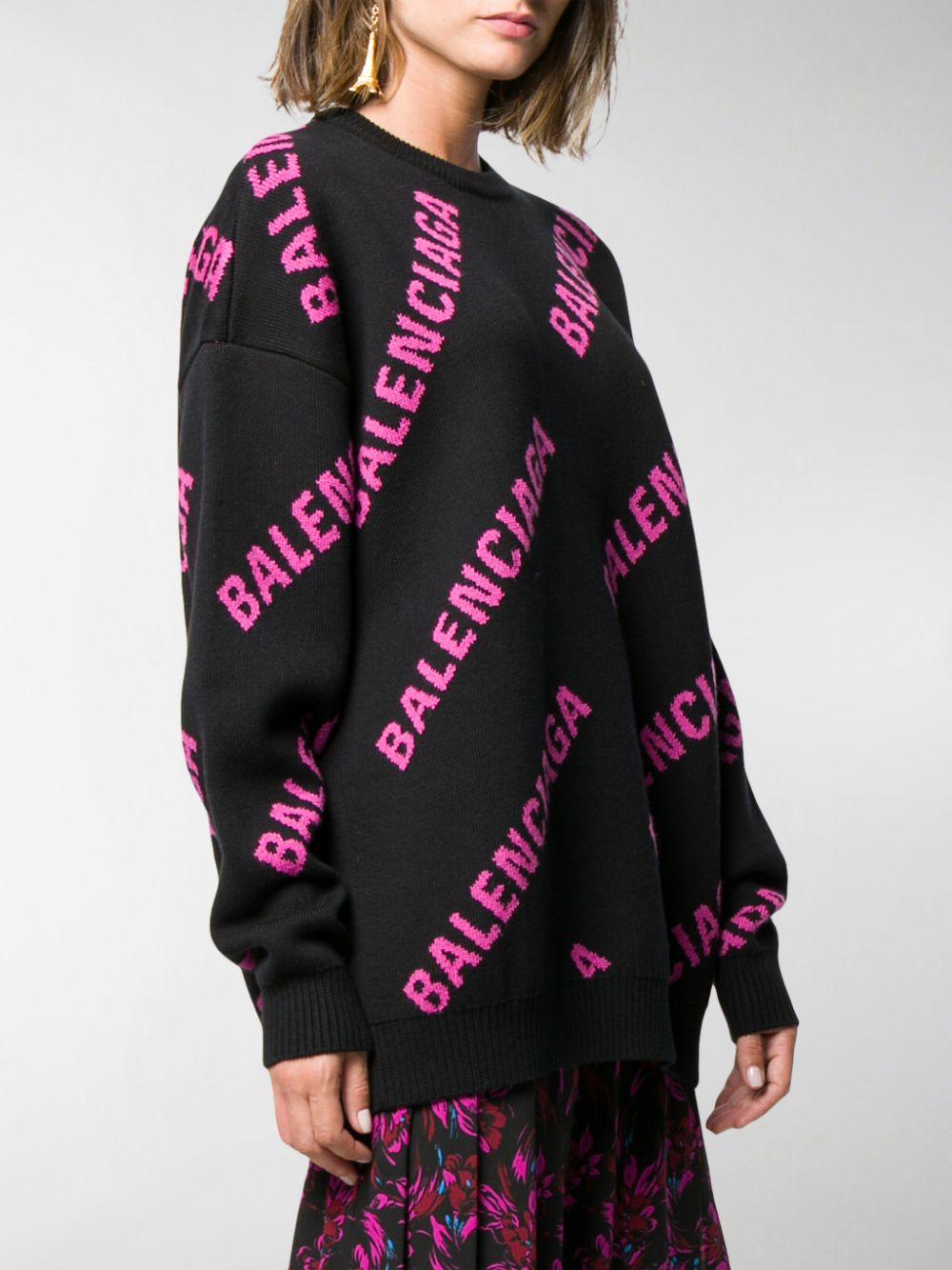 Balenciaga Allover Logo Wool-blend Sweater in Pink | Lyst