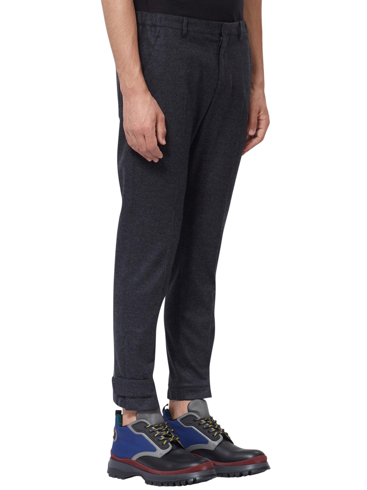 Prada Velcro Cuff Virgin Wool Trousers in Grey (Gray) for Men - Lyst