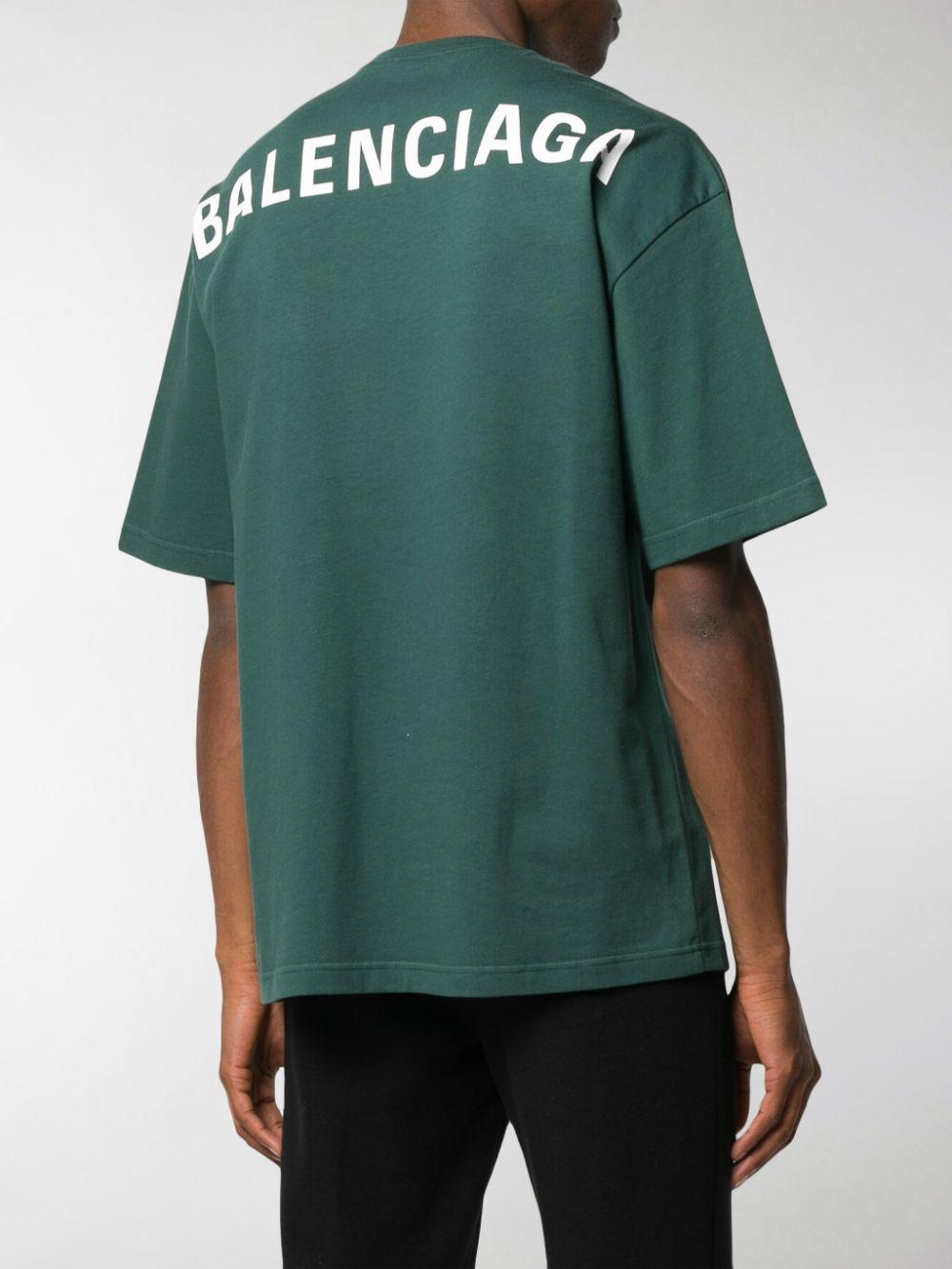 Balenciaga Rear Lettering Logo T-shirt in Green for Men | Lyst