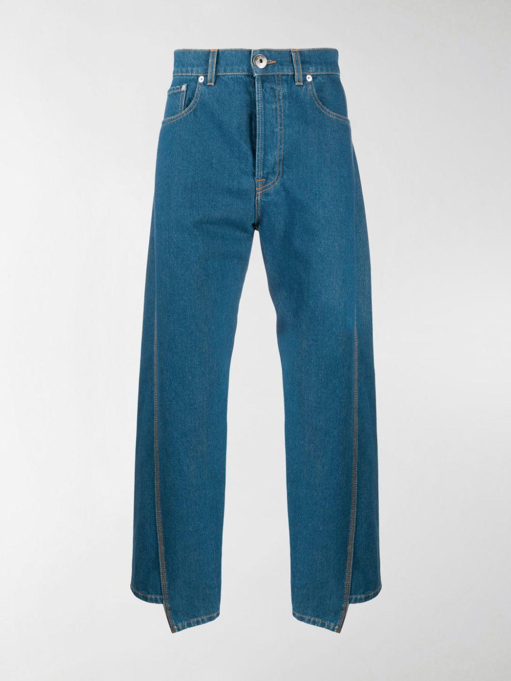 Lanvin Denim Logo Patch Asymmetric Jeans in Blue for Men | Lyst