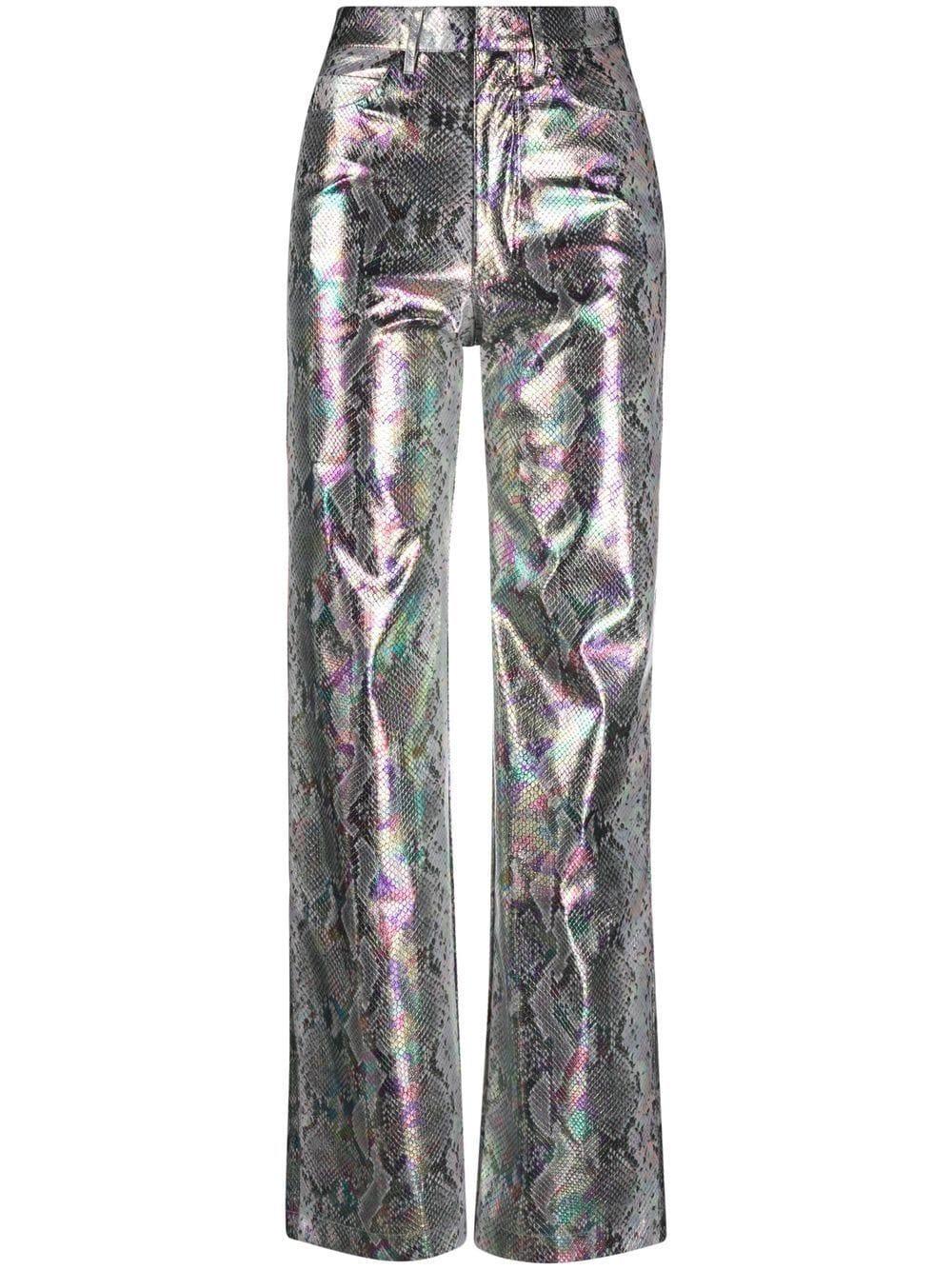 ROTATE BIRGER CHRISTENSEN Holographic Snakeskin-print Trousers in Gray |  Lyst