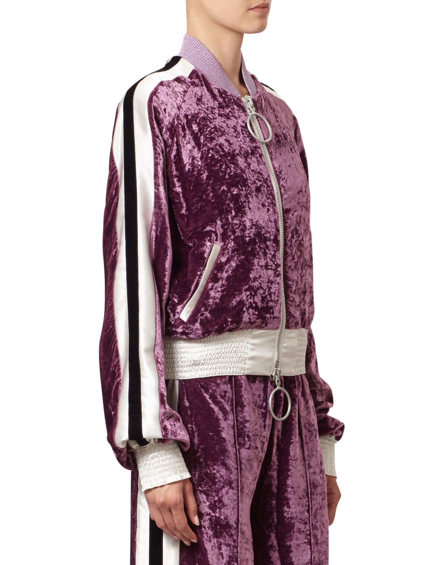 purple velvet tracksuit