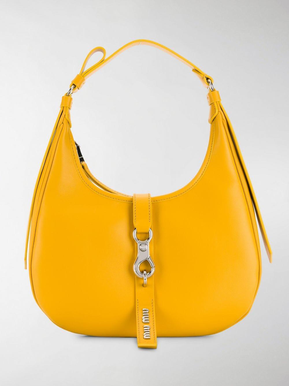 Miu Miu Leather Hobo Bag in Yellow - Lyst