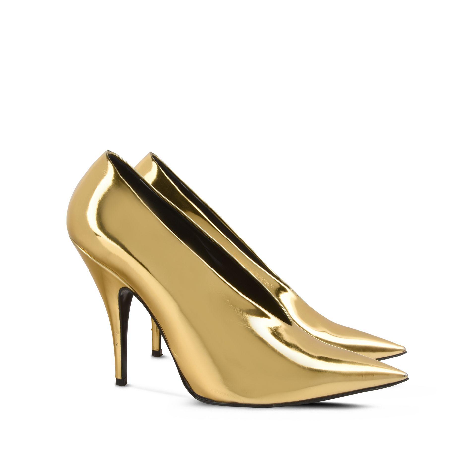 Lyst Stella McCartney Gold Pointed Pumps in Metallic