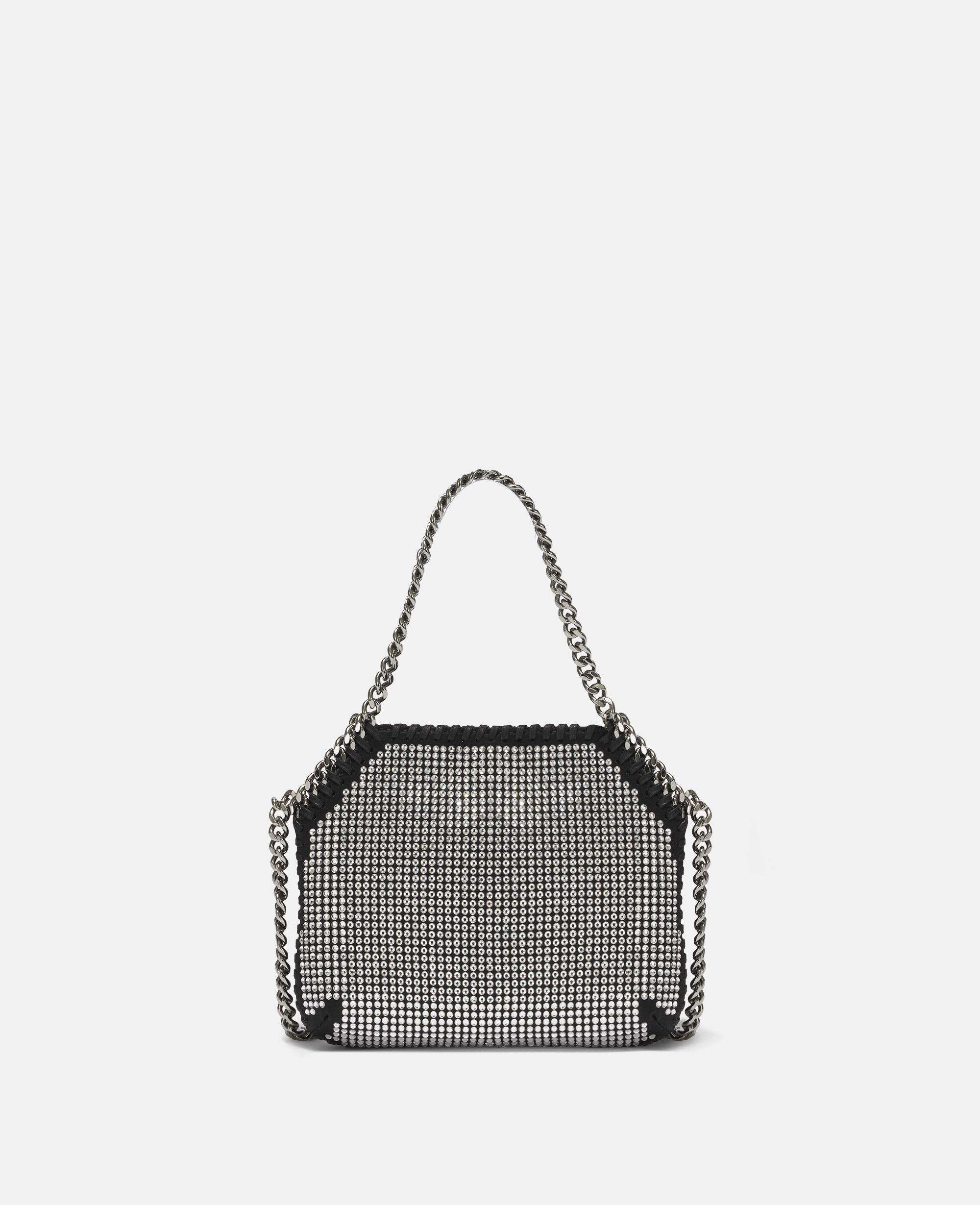 Women Black Falabella Mini Velvet and Crystal Chain Shoulder Bag