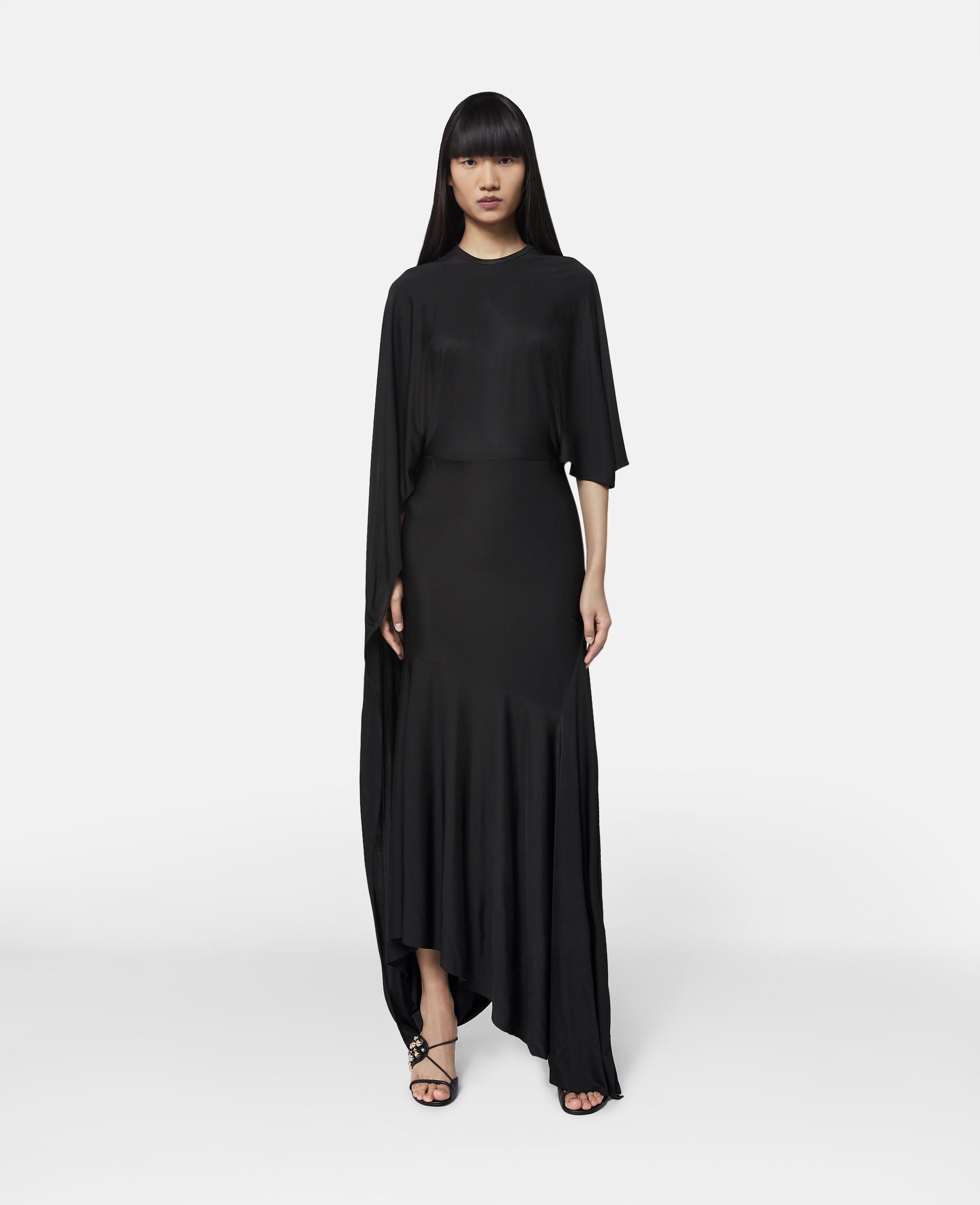 Stella McCartney Asymmetric Cape Sleeve Dress in Black | Lyst UK