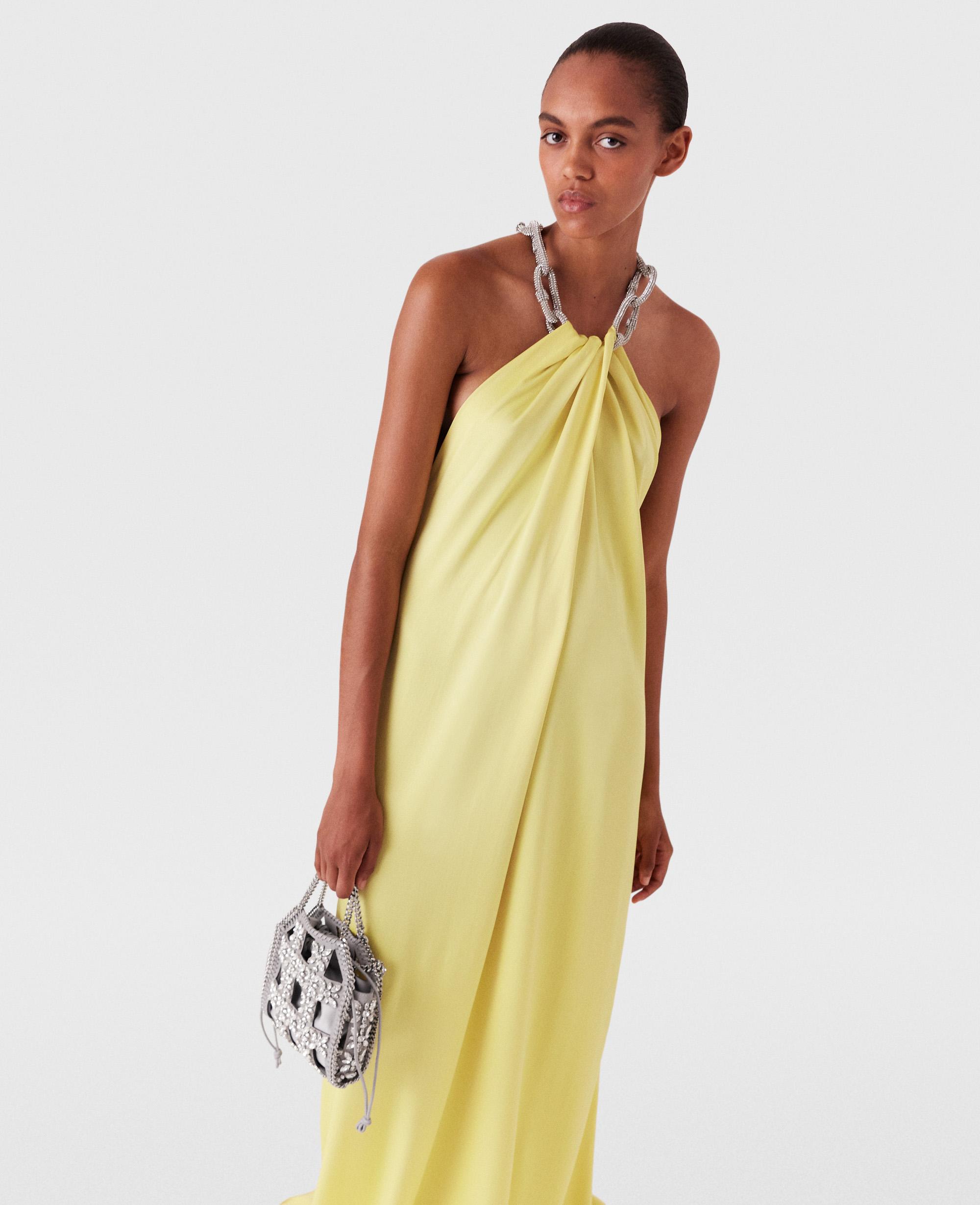 Stella McCartney Crystal Chain Halterneck Dress in Yellow | Lyst