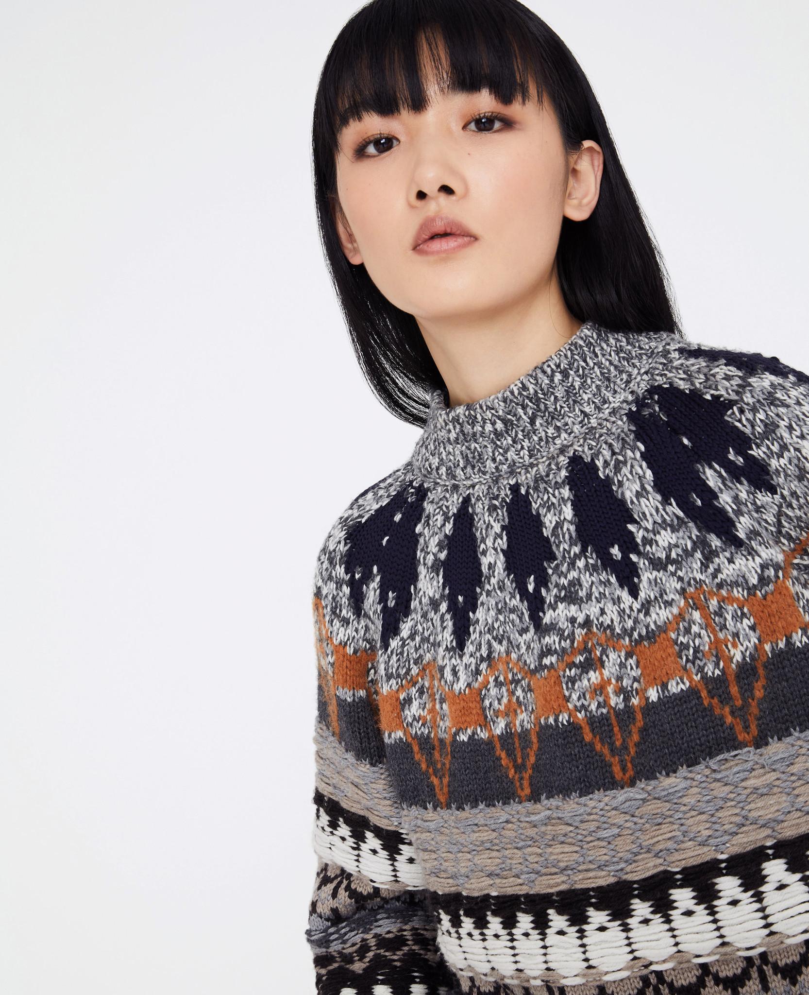 Stella McCartney Fair Isle-knit Wool-blend Sweater in Gray - Lyst