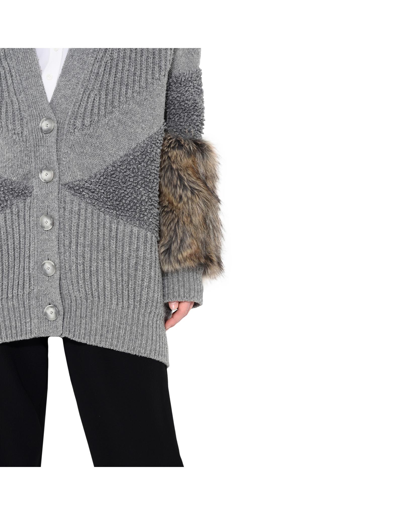 fur neck cardigan