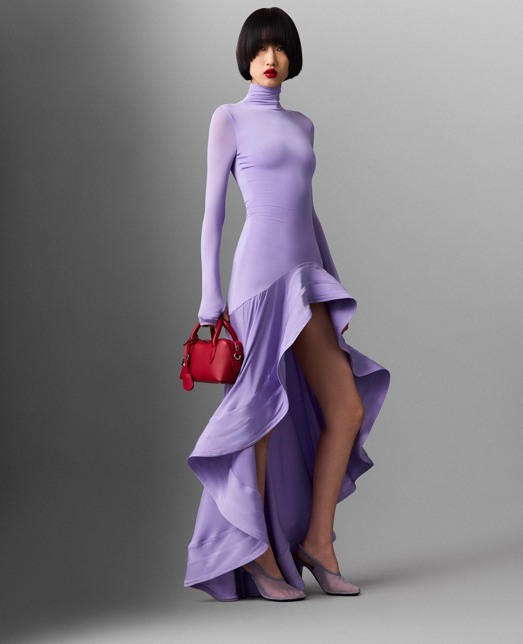 stella mccartney purple dress Peplum Knit Polo Mini Dress