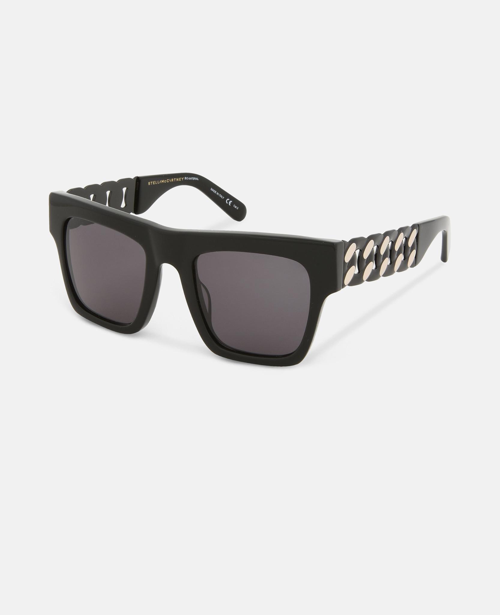 Stella McCartney Black Falabella Bold Chain Sunglasses | Lyst