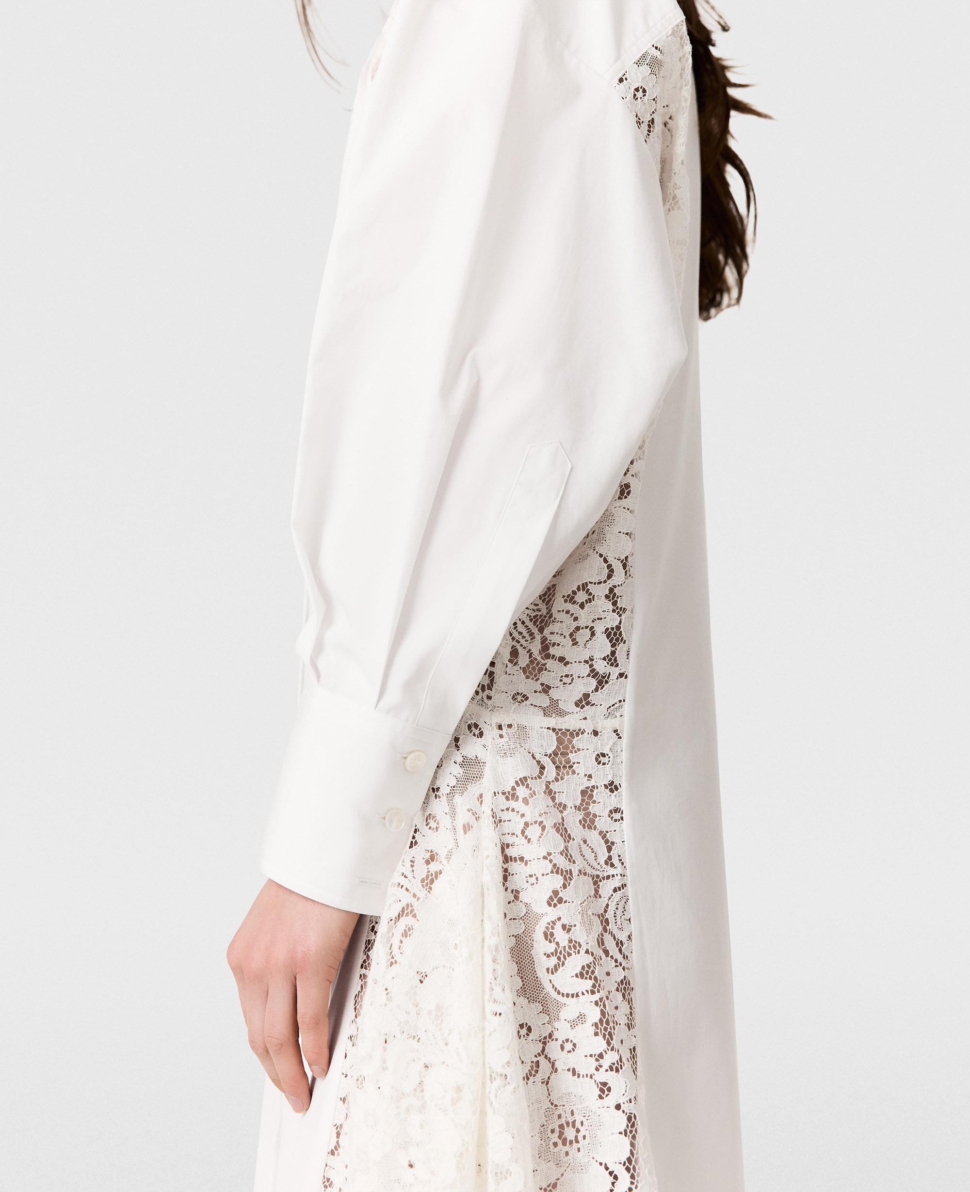 stella mccartney white lace dress STELLA MCCARTNEY Asymmetric Lace-Trimmed Crepe De Chine Midi Dress